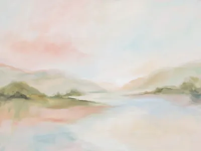 Wandbild Motiv: Abstrakte Landschaftsträumerei in sanften Pastell