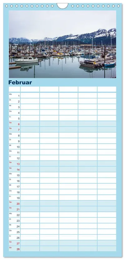 Hafen von Seward – Februarmotiv im Alaska-Familienplaner