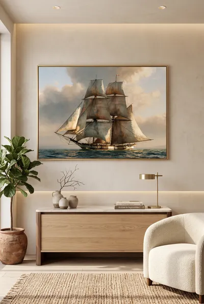 Raumansicht: Der Windjäger - Segelschiff unter vollen Segeln