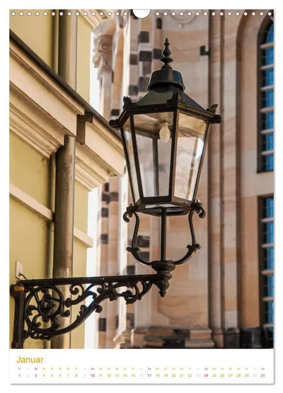 Laterne in der Salzgasse mit Frauenkirche – Januarmotiv