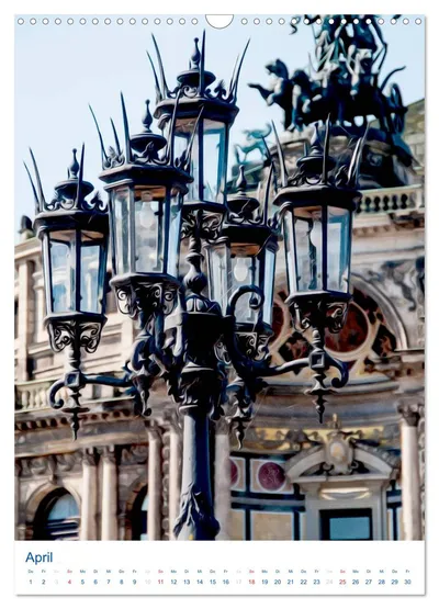Laterne auf dem Dresdner Theaterplatz – Aprilmotiv