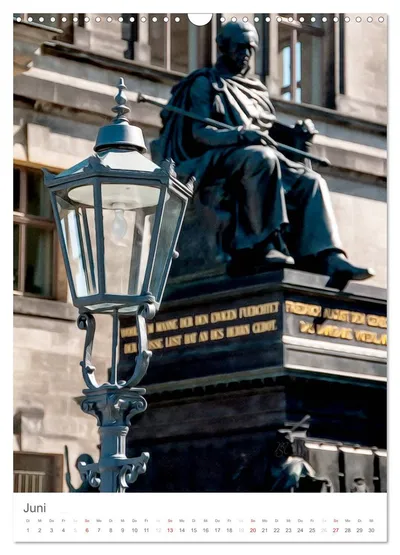 Laterne auf dem Schloßplatz vor dem Denkmal – Junimotiv