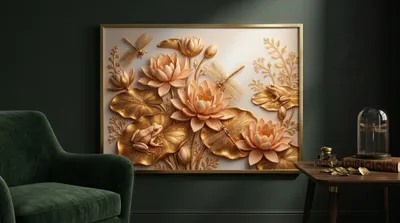 Raumansicht: Elegante Lotus Komposition in Gold