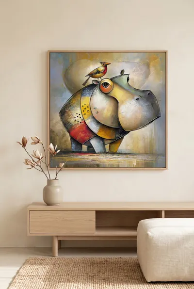 Raumansicht: Gefährten Das Hippo und der Vogel