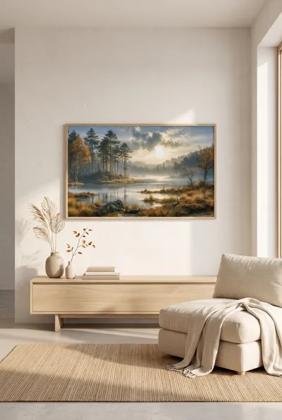 Raumansicht: Goldene Morgenstille am Waldsee