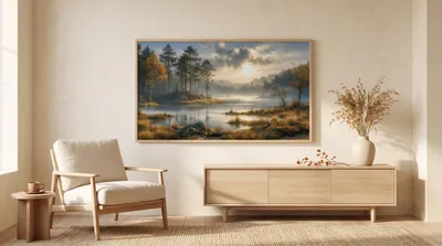 Raumansicht: Goldene Morgenstille am Waldsee