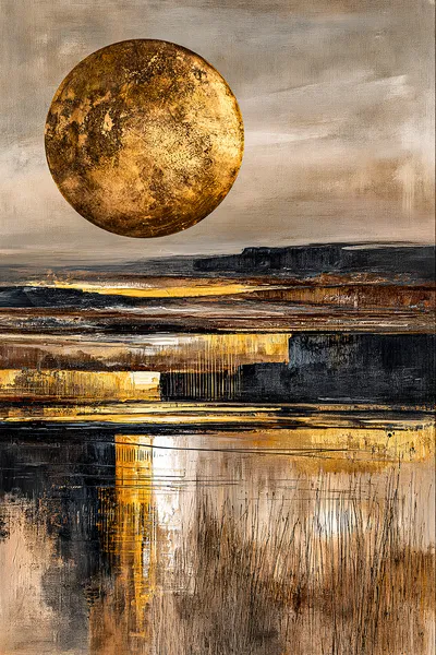 Wandbild Motiv: Horizont in Gold und Onyx abstrakt