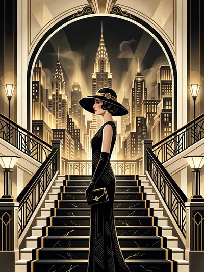 Wandbild Motiv: Metropolis Eleganz Goldenes Zeitalter