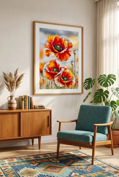 Raumansicht: Mohnblumen Flammende Botanik