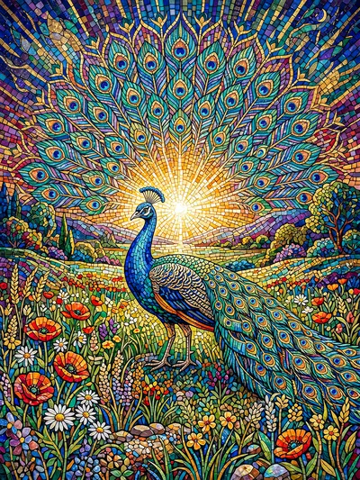 Wandbild Motiv: Pfau Pulsierende Pracht