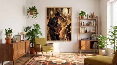 Raumansicht: Saxofon im Goldlicht – der Luxus eines Augenblicks