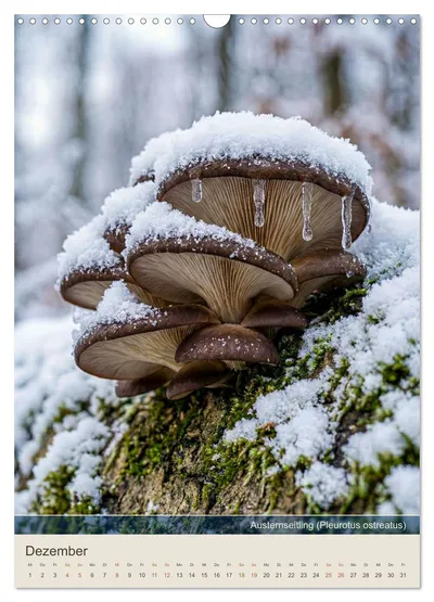 Austernseitling (Pleurotus ostreatus) – Dezembermotiv im Schwammerlkalender