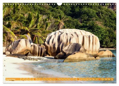 Anse Source d’Argent auf La Digue – Septembermotiv im Seychellen-Kalender