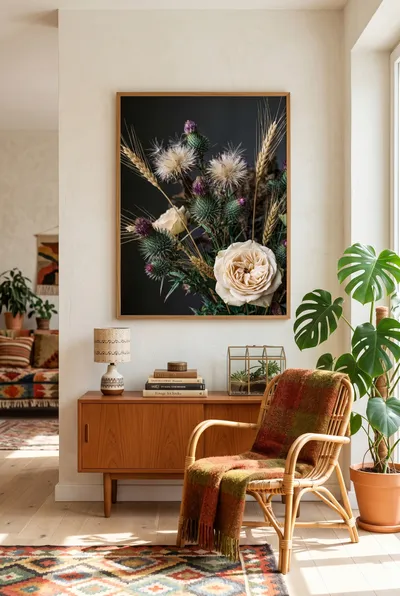 Raumansicht: Stille Dornen – Distel Stillleben in Wabi-Sabi Ästhetik