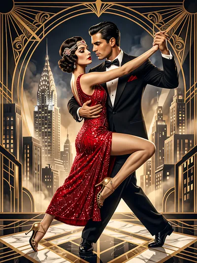 Wandbild Motiv: Tango in New York Art déco der Goldenen Zwanziger